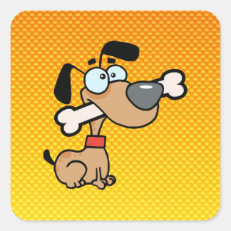 Yellow Orange Cartoon Dog Square Sticker