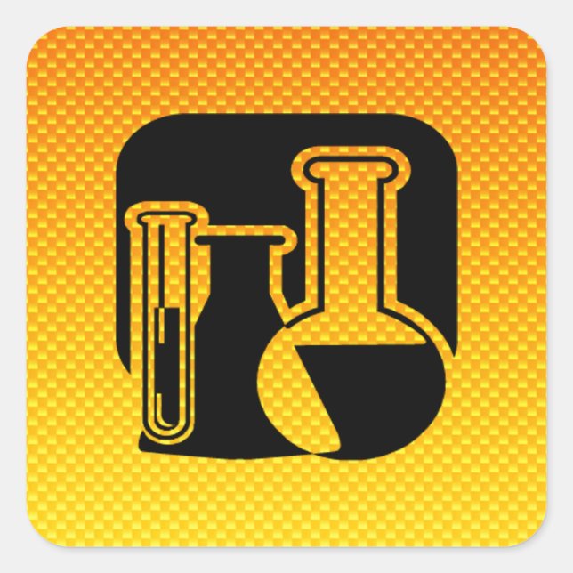 Yellow Orange Chemistry Square Sticker (Front)