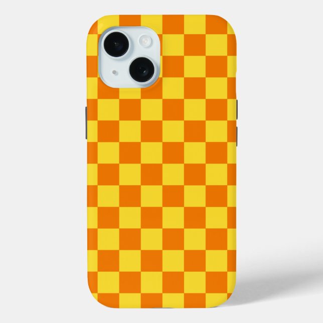 Yellow Orange Chequerboard Chequered Checked Check Case-Mate iPhone Case (Back)