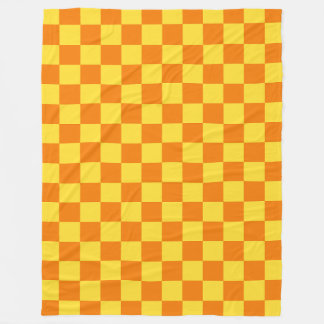 Yellow Orange Chequerboard Chequered Checked Check Fleece Blanket