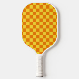 Yellow Orange Chequerboard Chequered Checked Check Pickleball Paddle