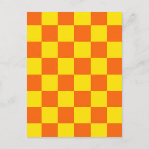 Yellow Orange Chequered Check Design Postcard