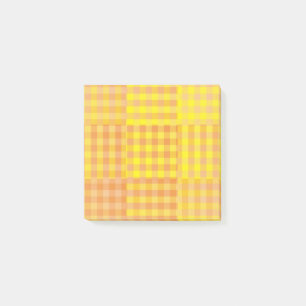Yellow Orange Chequered Patchwork Pattern Post-it Notes