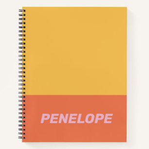 Yellow Orange Colour Block Modern Personalised Nam Notebook
