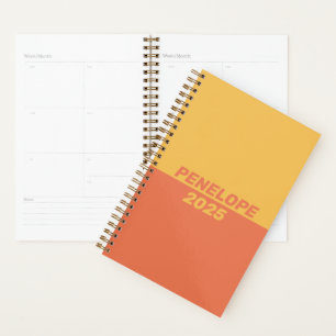 Yellow Orange Colour Block Modern Personalised Nam Planner