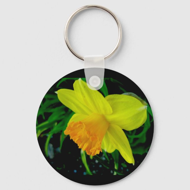 Yellow Orange Daffodil Keychain (Front)