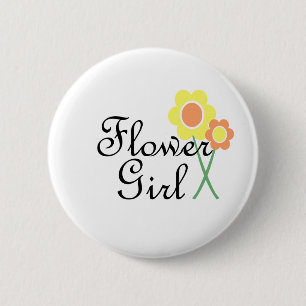 Yellow Orange Daisy Flower Girl 6 Cm Round Badge