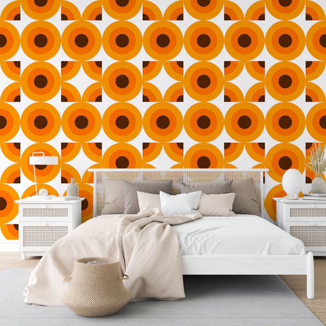 Yellow Orange Dark Brown Round Circles Art Pattern Wallpaper (Creator Uploaded)