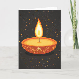 Yellow Orange Diwali Lamp Holiday Card