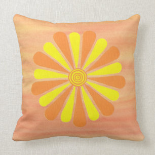 Yellow Orange Energy Sunburst Orange Blends Pillow