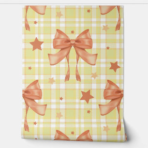Yellow Orange Feminine Coquette Bows Wallpaper