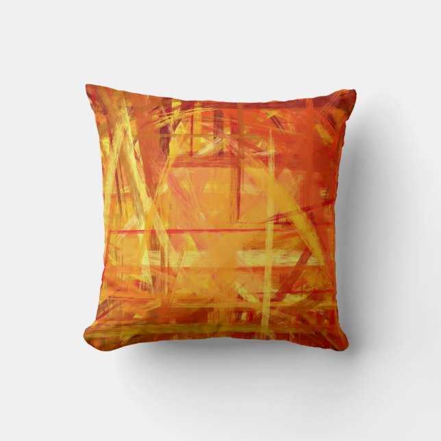 Yellow Orange Fine Art Painted Style Cushion (Front)