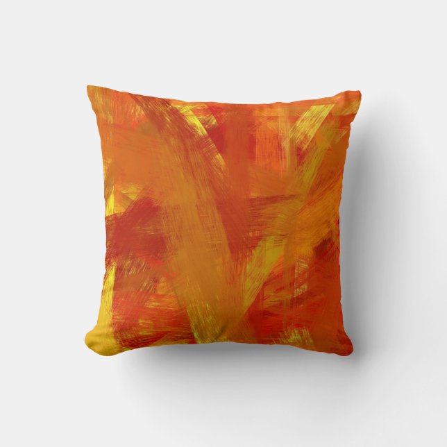 Yellow Orange Fine Art Painting Style Cushion (Front)