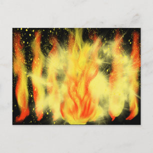 Yellow & Orange Flames Painting HC Art Postcard