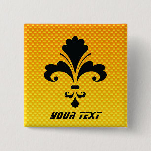 Yellow Orange Fleur de lis 15 Cm Square Badge