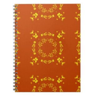 Yellow, Orange Floral Damasks Retro Pattern Notebook