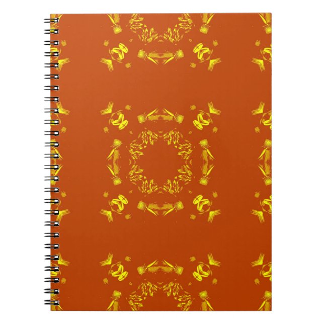 Yellow, Orange Floral Damasks Retro Pattern Notebook (Front)