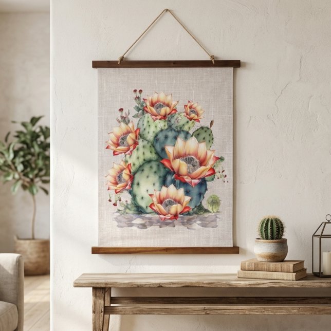 Yellow/Orange Flowering Cactus  Hanging Tapestry (Creator Uploaded)