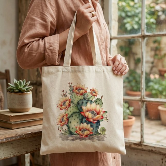 Yellow/Orange Flowering Cactus Tote Bag (Creator Uploaded)