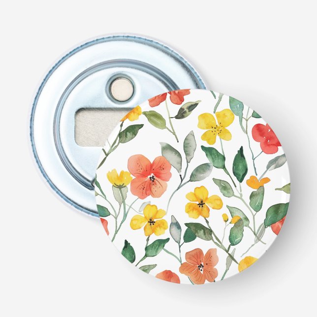 Yellow Orange Flowers Bottle Opener (Front)