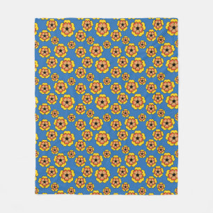 Yellow Orange Flowers Pattern Fleece Blanket