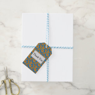 Yellow Orange Flowers Pattern Personalise Gift Tags