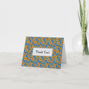 Yellow Orange Flowers Pattern Personalise Thank You Card
