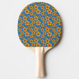 Yellow Orange Flowers Pattern Ping Pong Paddle