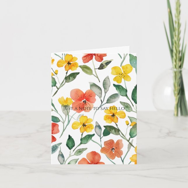 Yellow Orange Flowers Thinking of You Card (Front)
