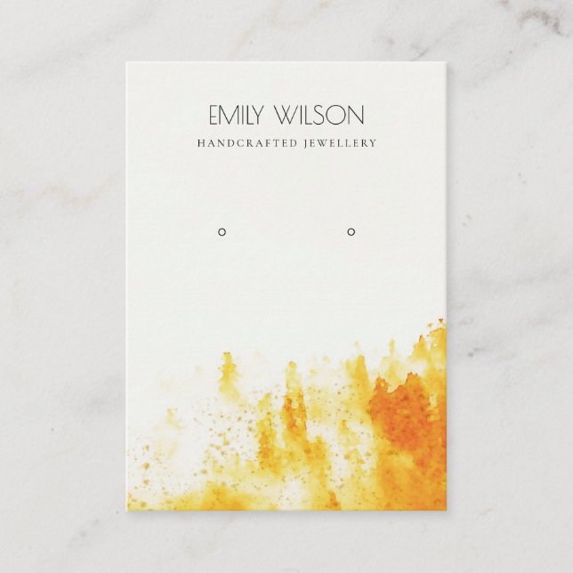 YELLOW ORANGE FOG SNOW LANDSCAPE EARRING DISPLAY BUSINESS CARD (Front)