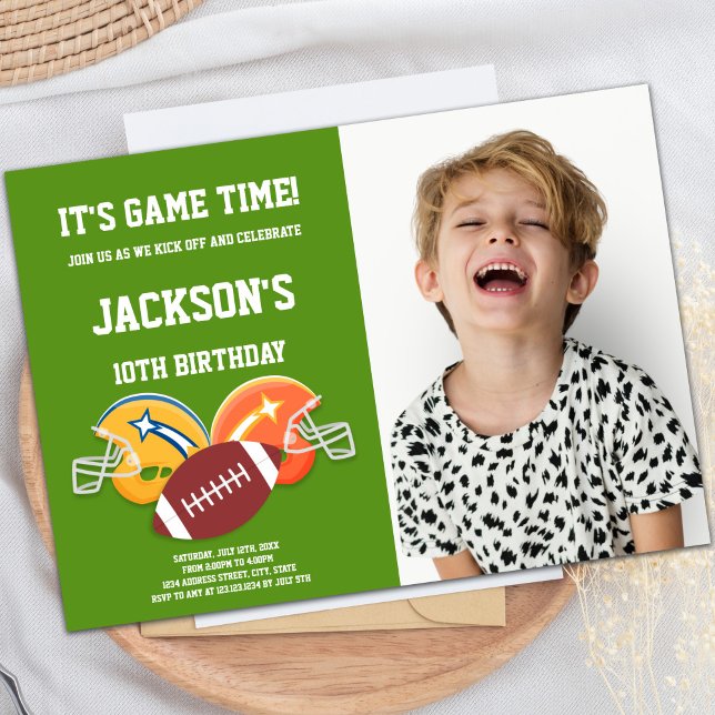 Yellow Orange Football Birthday Invitations photo (Yellow Orange Football Birthday Invitations photo)