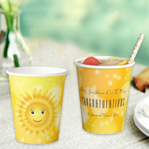 Yellow Orange Gender Neutral Template Baby Shower Paper Cups