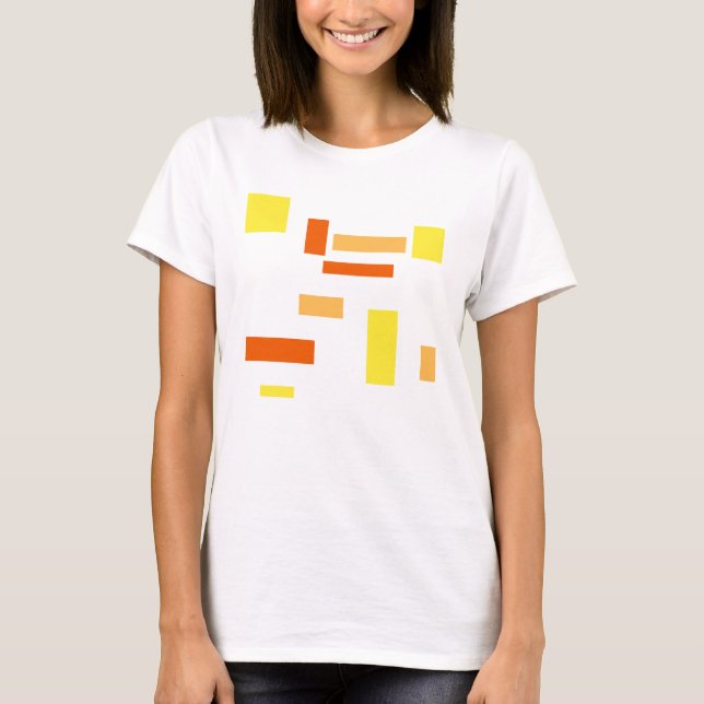 Yellow Orange Geometric Boxes Abstract Art Design T-Shirt (Front)