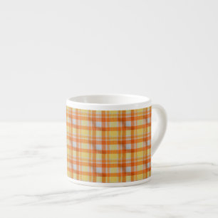 Yellow orange gingham espresso cup
