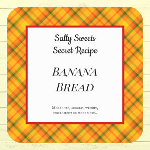 Yellow Orange Gingham Plaid Custom Baking Stickers