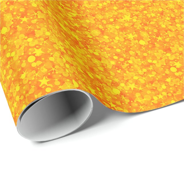 Yellow Orange Glitter And Sparkles Wrapping Paper (Roll Corner)