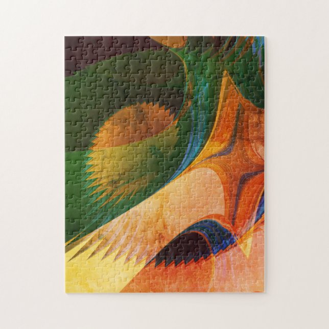 Yellow orange green abstract modern fractal jigsaw puzzle (Vertical)