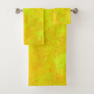 Yellow Orange Green Abstract Pattern Bath Towel Set