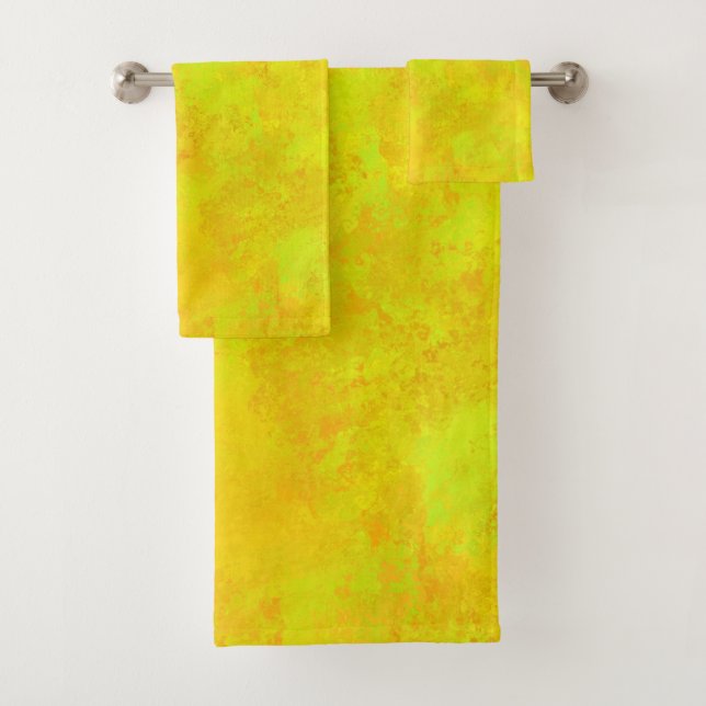 Yellow Orange Green Abstract Pattern Bath Towel Set (Insitu)