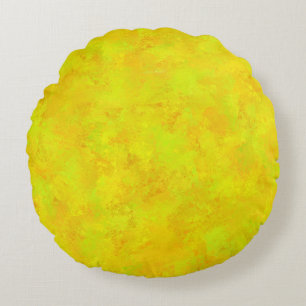 Yellow Orange Green Abstract Pattern Round Cushion