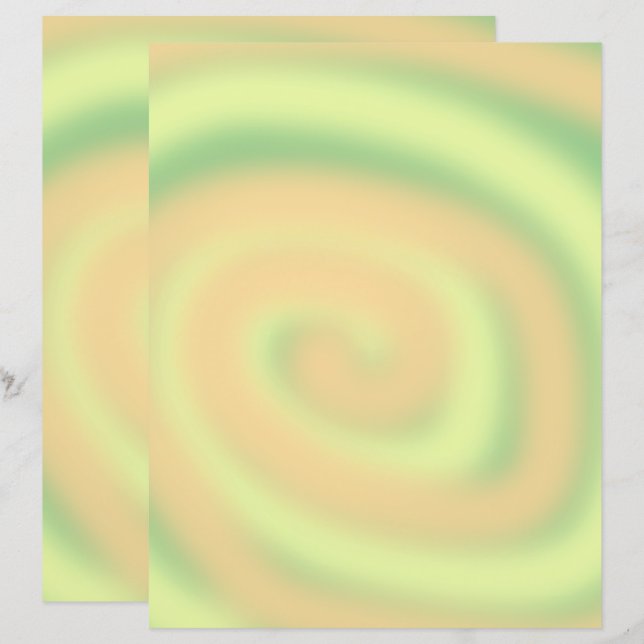 Yellow Orange Green Paste Swirl Scrapbook Paper (Front/Back)