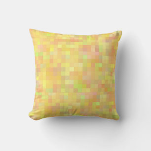 Yellow orange green pixel blocks art cushion
