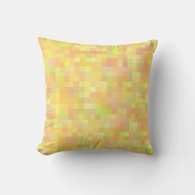 Yellow orange green pixel blocks art cushion (Front)