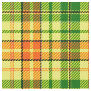 Yellow Orange Green Plaid Tartan Design  Fabric