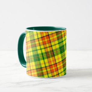 Yellow Orange Green Plaid Tartan Design Mug