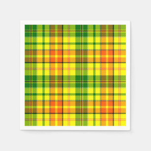 Yellow Orange Green Plaid Tartan Design Napkin