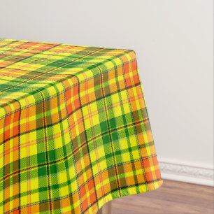 Yellow Orange Green Plaid Tartan Design  Tablecloth