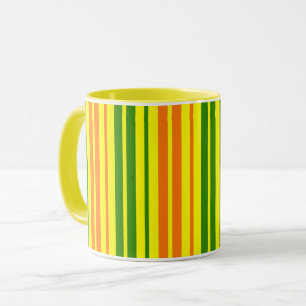 Yellow Orange Green Vertical Stripes Design Mug