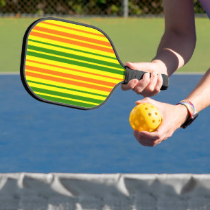 Yellow Orange Green Vertical Stripes Design   Pickleball Paddle