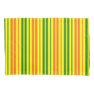 Yellow Orange Green Vertical Stripes Design Pillowcase